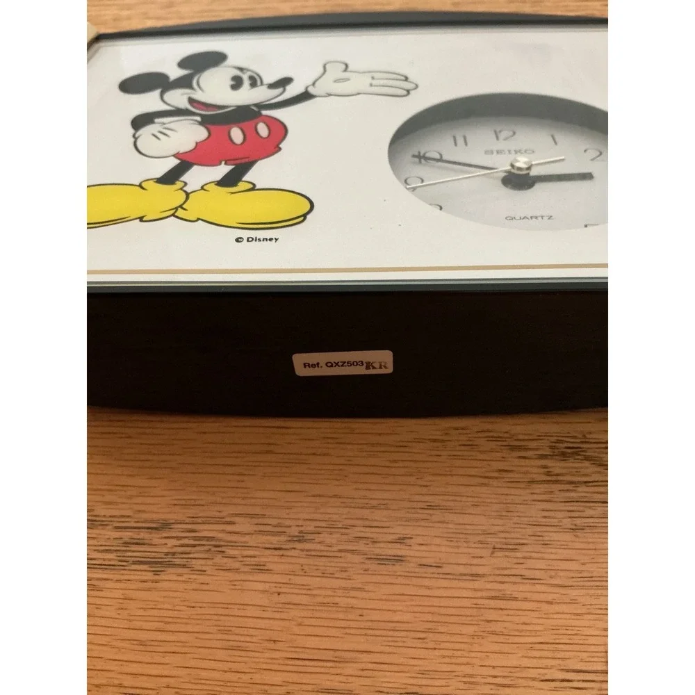 Seiko Disney Mickey Mouse Desk Clock Gold Tone Black Quartz QXZ503KR Vintage